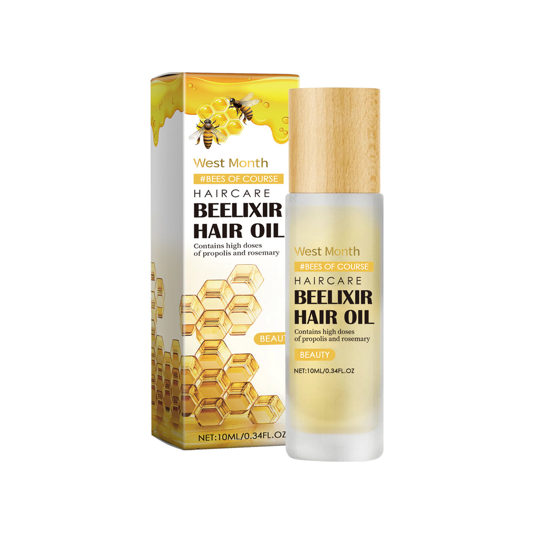 West&amp;Month Honey Hair Care Essential Oil, Honey Rosemary Repair Dry Hair End Moisture Nourishing Oil