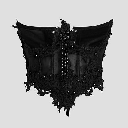 Fishbone Bust Support Shapewear Fringe Bead Waist Tying Strap Sexy Bralette