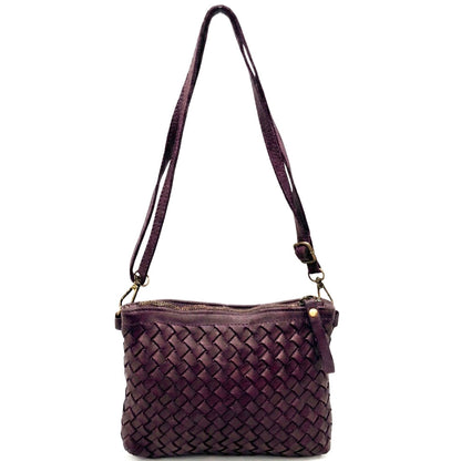 Norevia Mini Washed Cow Leather Woven Crossbody Bag - Made In Italy