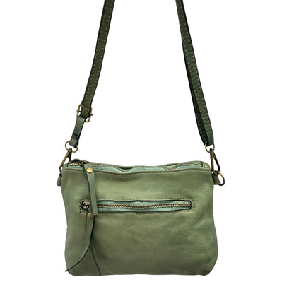 Norevia Mini Washed Cow Leather Woven Crossbody Bag - Made In Italy