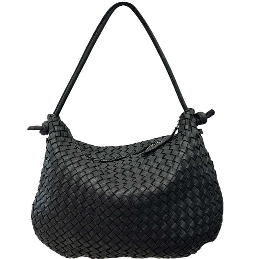Monica Woven Leather Hobo Bag - Made In Italy