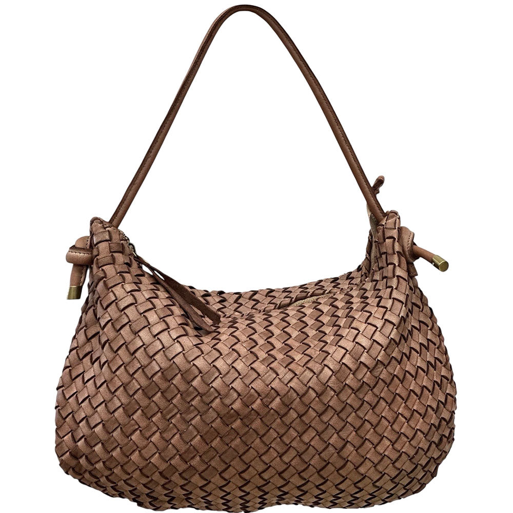 Monica Woven Leather Hobo Bag - Made In Italy
