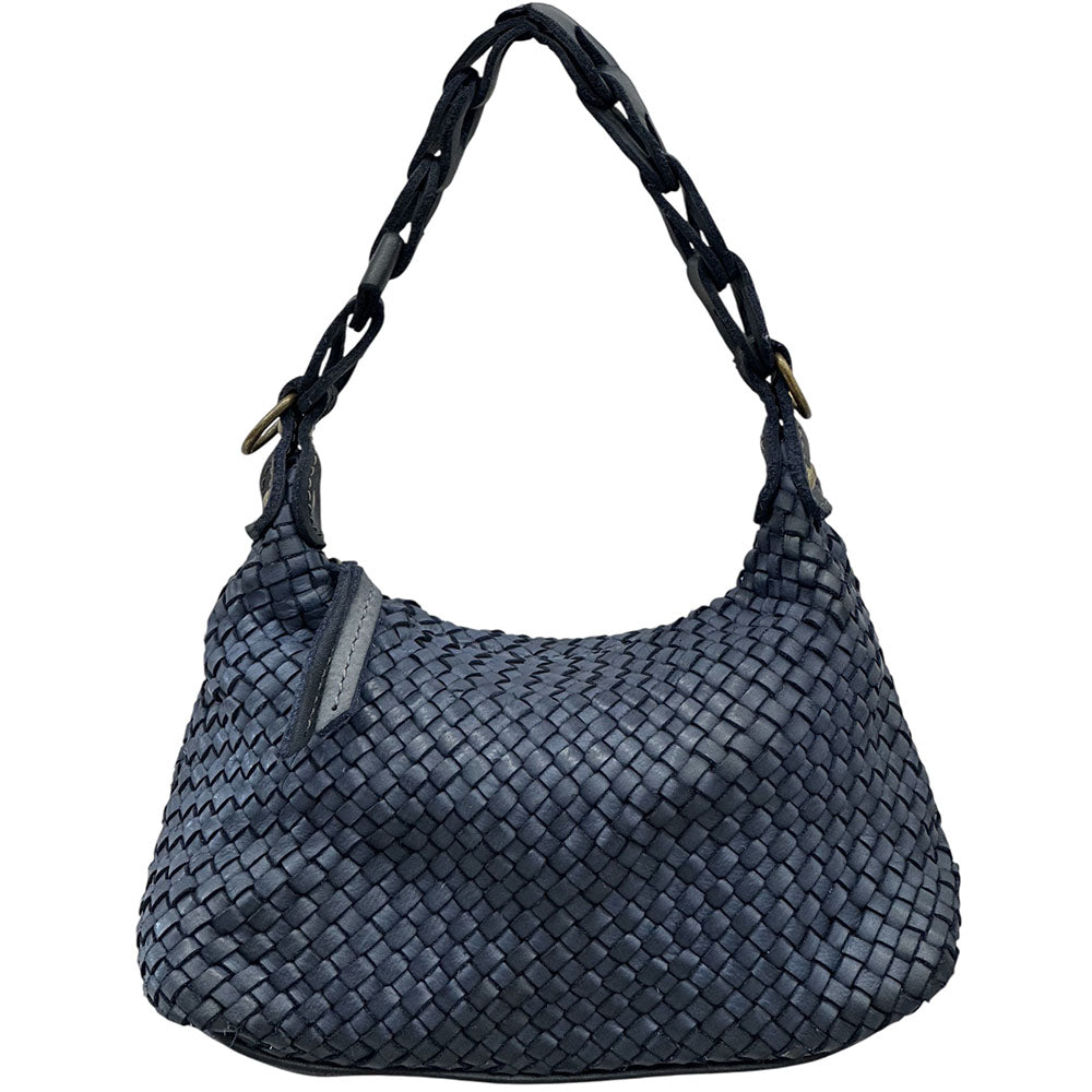 Elarisse Cow Leather Woven Hobo Bag - Made In Italy