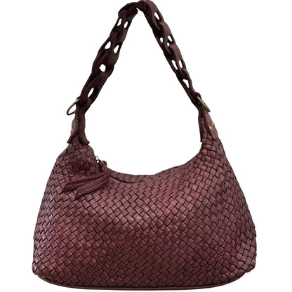 Elarisse Cow Leather Woven Hobo Bag - Made In Italy