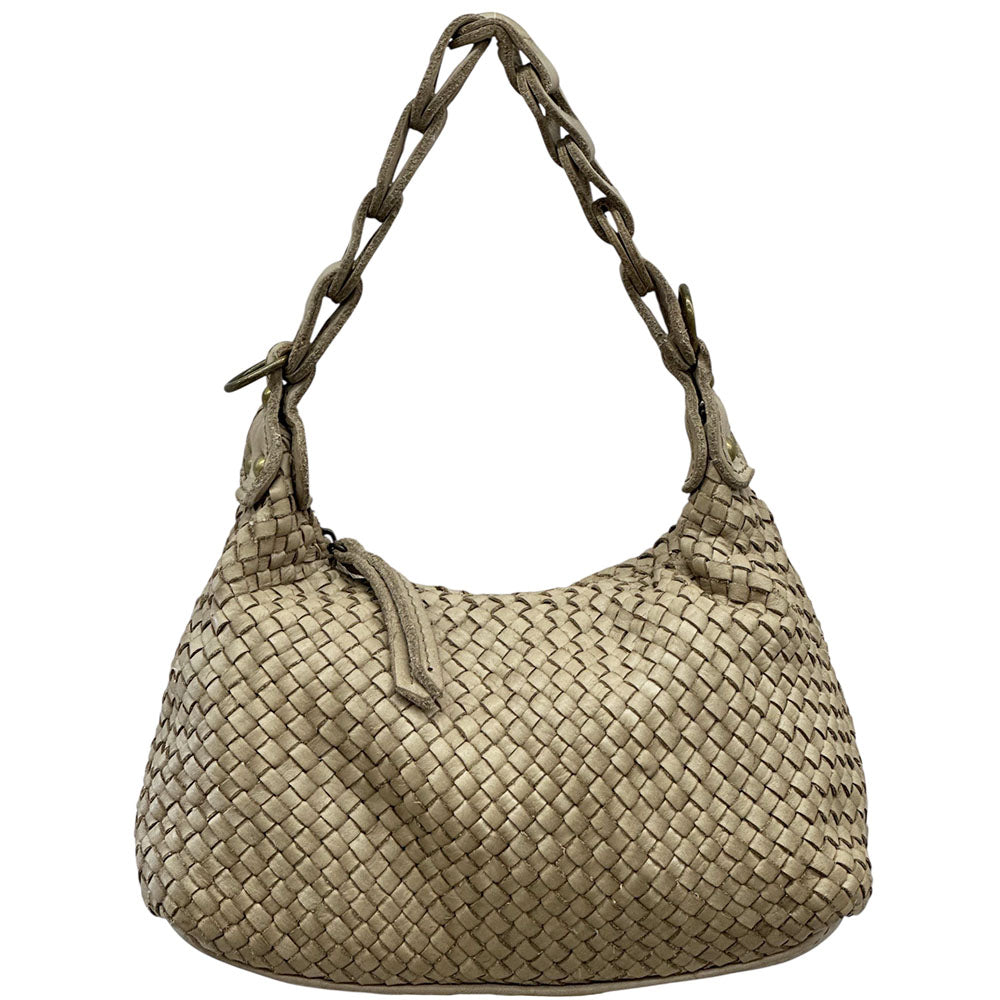 Elarisse Cow Leather Woven Hobo Bag - Made In Italy