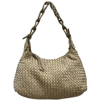 Elarisse Cow Leather Woven Hobo Bag - Made In Italy