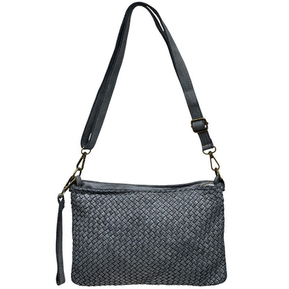 Elvaria Woven Handheld and Crossbody Bag in Calf Leather - Made In Italy