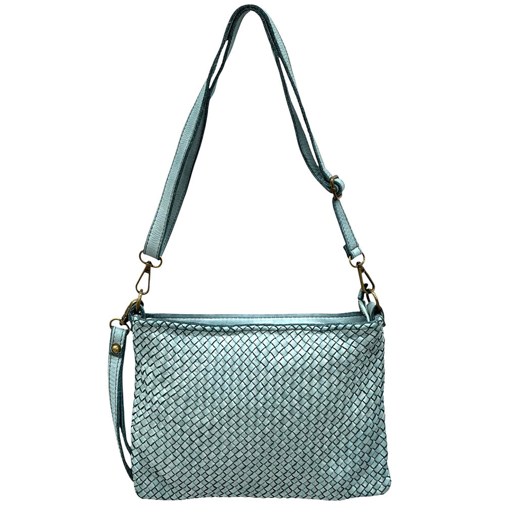 Elvaria Woven Handheld and Crossbody Bag in Calf Leather - Made In Italy