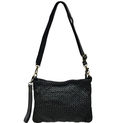Elvaria Woven Handheld and Crossbody Bag in Calf Leather - Made In Italy