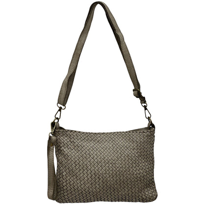 Elvaria Woven Handheld and Crossbody Bag in Calf Leather - Made In Italy