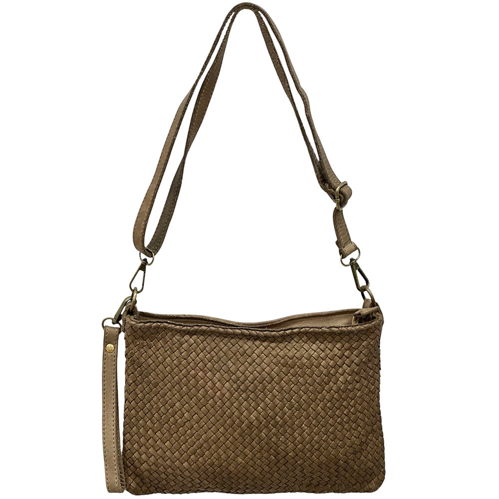 Elvaria Woven Handheld and Crossbody Bag in Calf Leather - Made In Italy