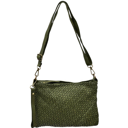 Elvaria Woven Handheld and Crossbody Bag in Calf Leather - Made In Italy
