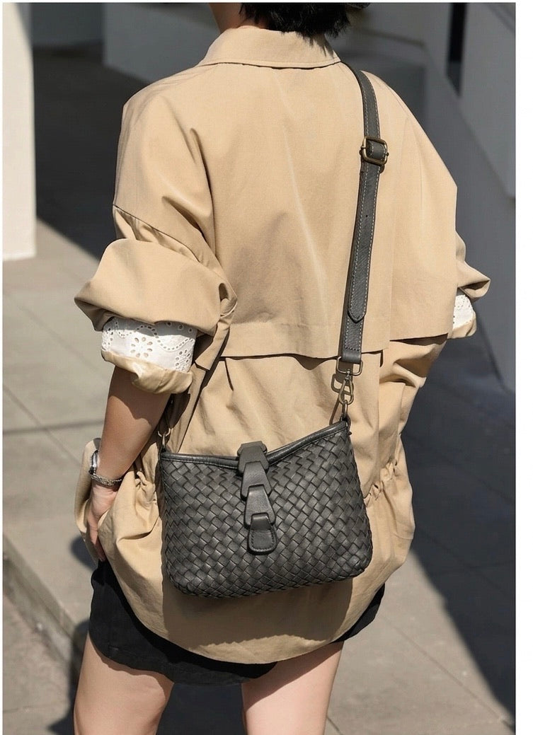Brinella Woven Washed Cow Leather Crossbody Bag - Made In Italy