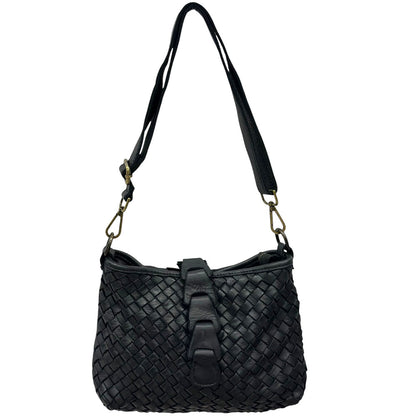 Brinella Woven Washed Cow Leather Crossbody Bag - Made In Italy