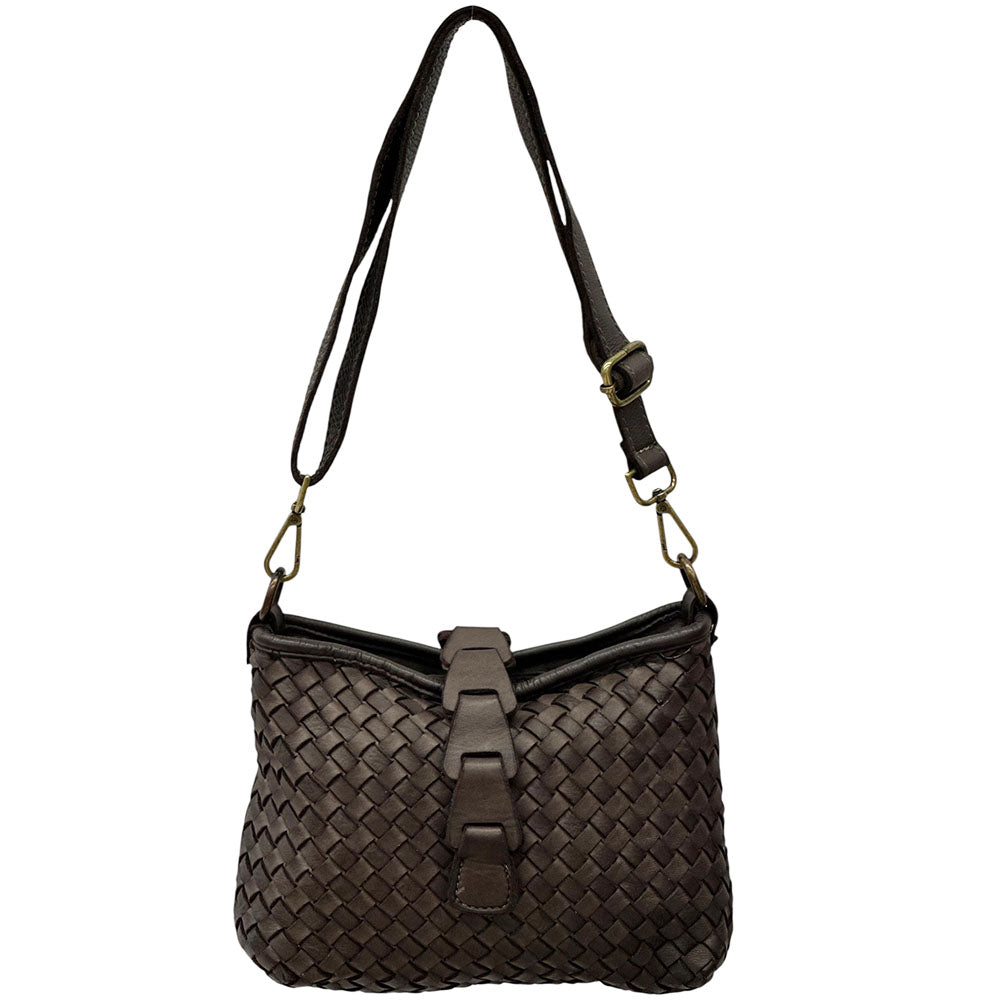 Brinella Woven Washed Cow Leather Crossbody Bag - Made In Italy