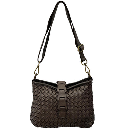 Brinella Woven Washed Cow Leather Crossbody Bag - Made In Italy