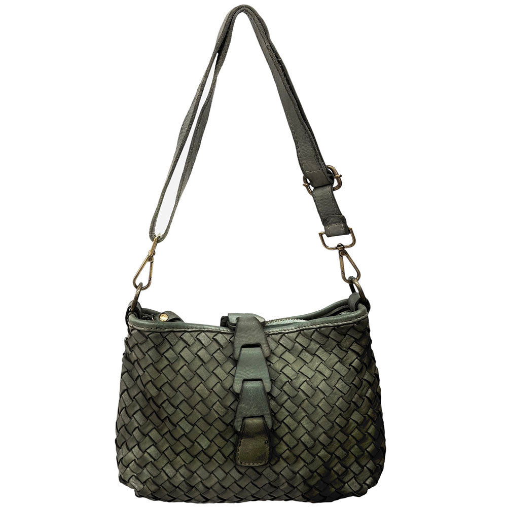 Brinella Woven Washed Cow Leather Crossbody Bag - Made In Italy