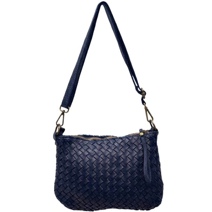 Elvaria Woven Handheld and Crossbody Bag in Hand Washed Italian Calf Leather - Made In Italy