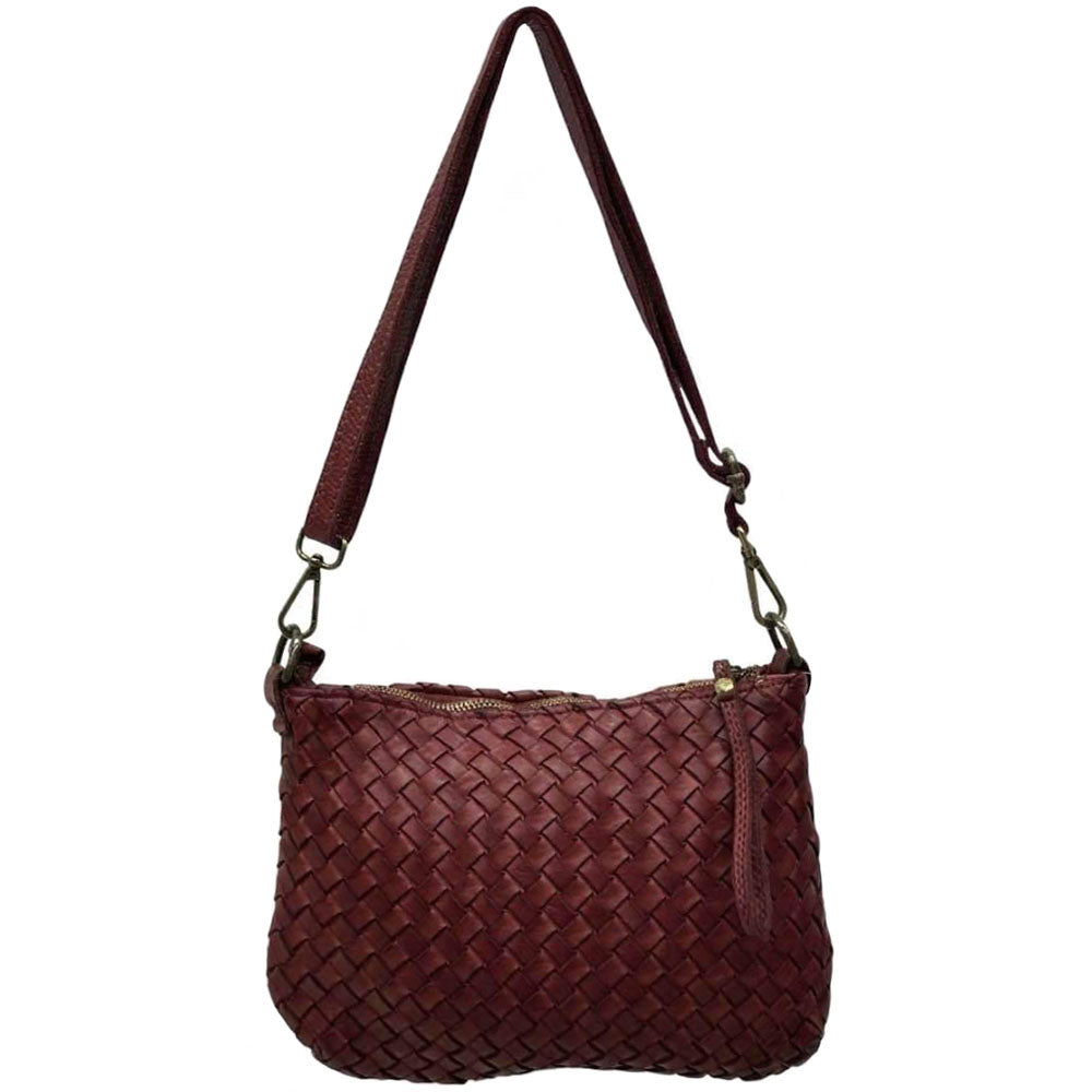 Elvaria Woven Handheld and Crossbody Bag in Hand Washed Italian Calf Leather - Made In Italy