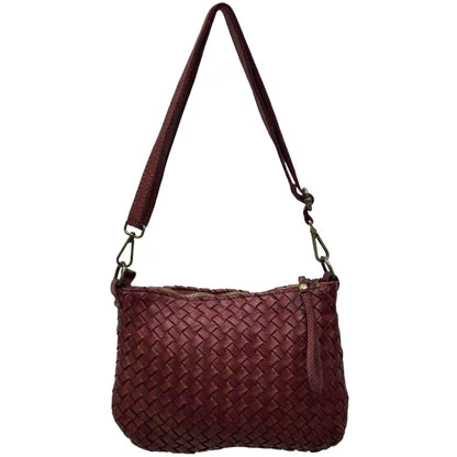 Elvaria Woven Handheld and Crossbody Bag in Hand Washed Italian Calf Leather - Made In Italy