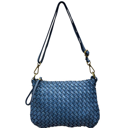 Elvaria Woven Handheld and Crossbody Bag in Hand Washed Italian Calf Leather - Made In Italy