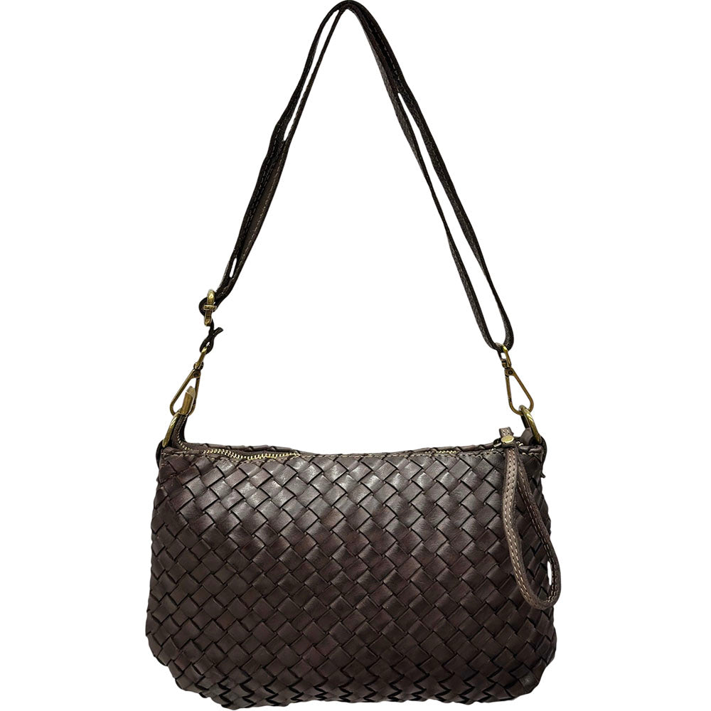 Elvaria Woven Handheld and Crossbody Bag in Hand Washed Italian Calf Leather - Made In Italy