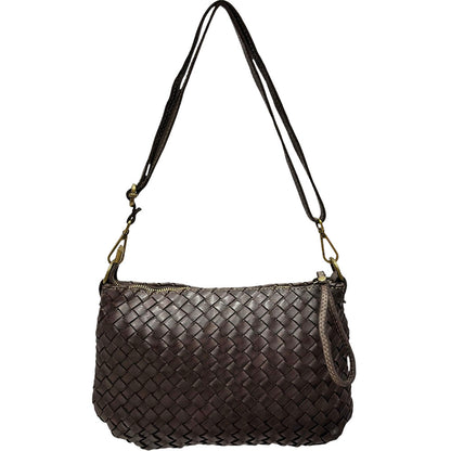 Elvaria Woven Handheld and Crossbody Bag in Hand Washed Italian Calf Leather - Made In Italy