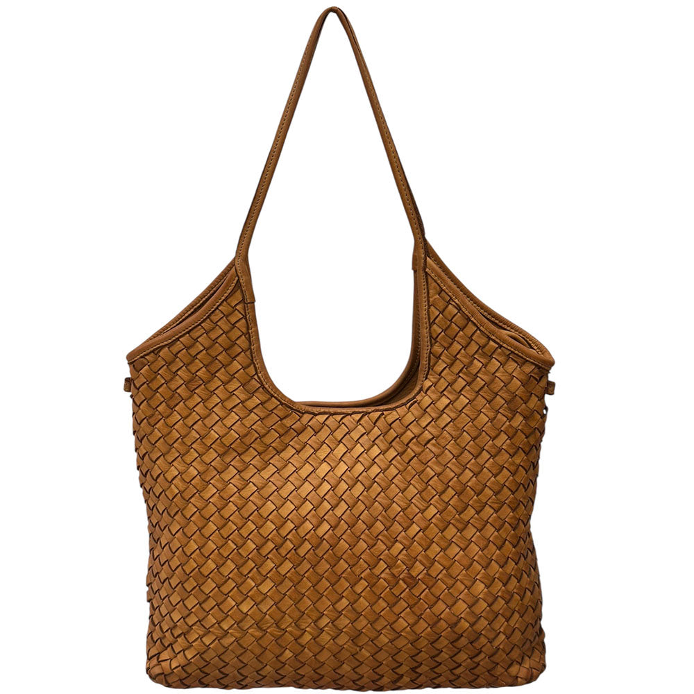 Serenica Woven Soft Washed Cow Leather Hobo Bag - Made In Italy