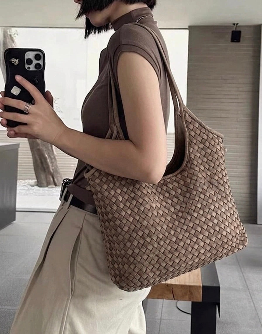 Serenica Woven Soft Washed Cow Leather Hobo Bag - Made In Italy
