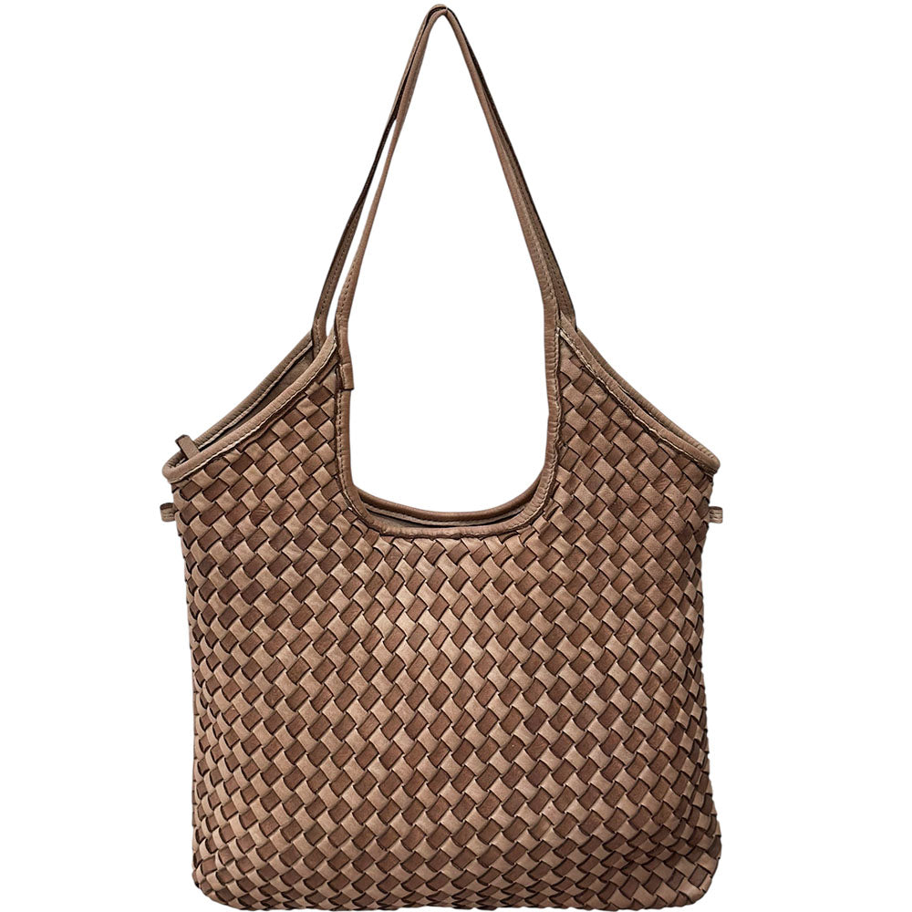 Serenica Woven Soft Washed Cow Leather Hobo Bag - Made In Italy