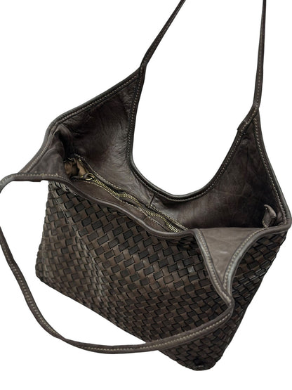 Serenica Woven Soft Washed Cow Leather Hobo Bag - Made In Italy