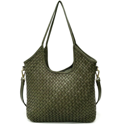 Serenica Woven Soft Washed Cow Leather Hobo Bag - Made In Italy