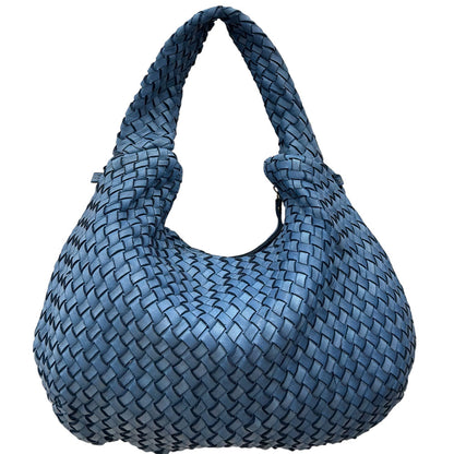 Romilda Woven Washed Cow Leather Hobo Bag - Made In Italy
