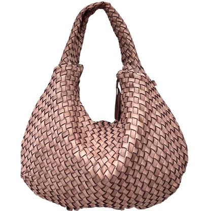 Romilda Woven Washed Cow Leather Hobo Bag - Made In Italy