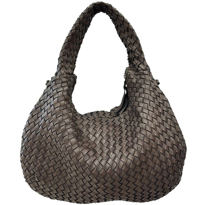 Romilda Woven Washed Cow Leather Hobo Bag - Made In Italy