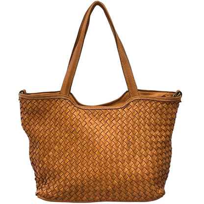 Orlena Woven Washed Calf Leather Shoulder Bag - Made In Italy