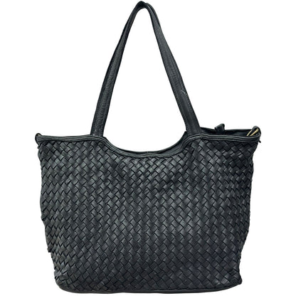 Orlena Woven Washed Calf Leather Shoulder Bag - Made In Italy
