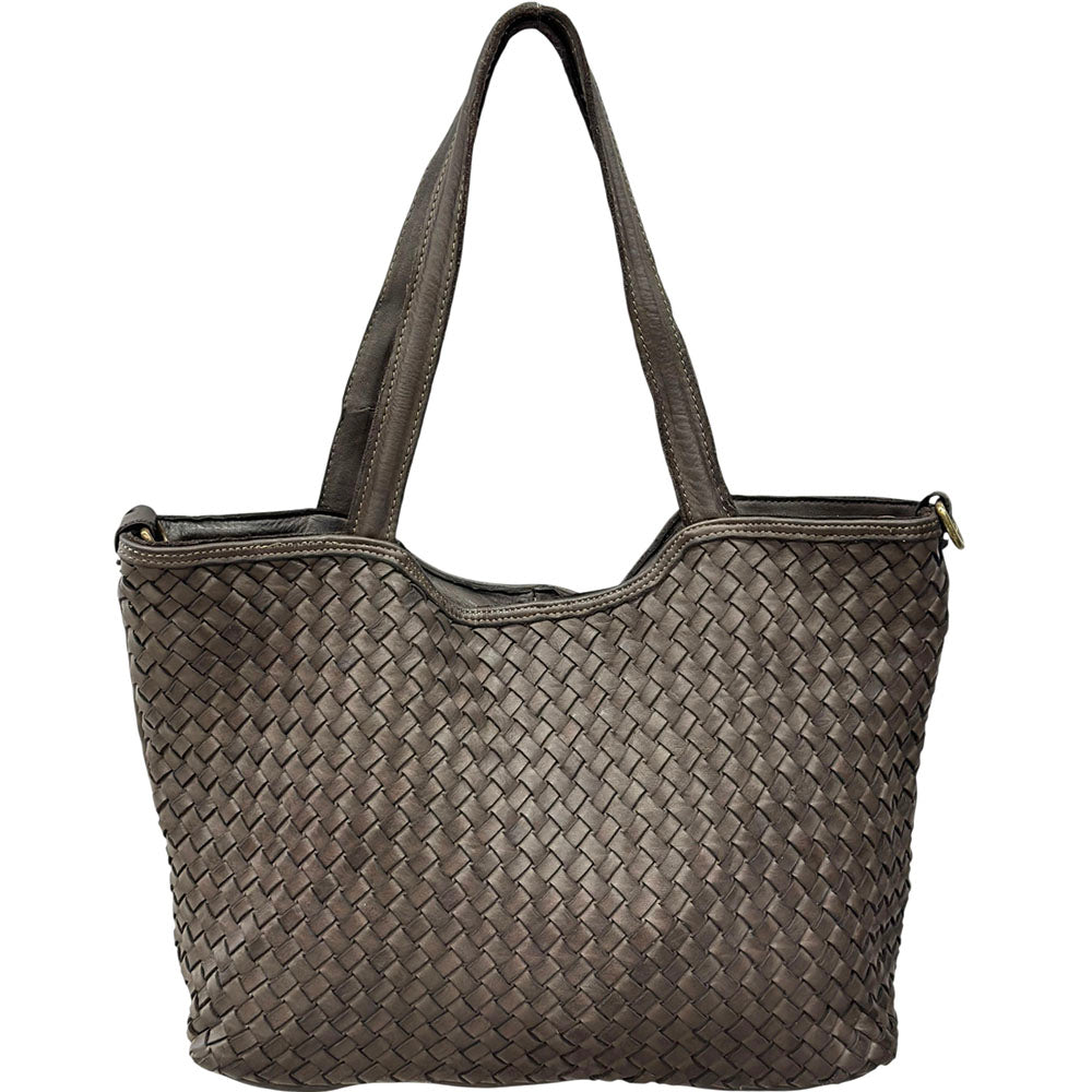 Orlena Woven Washed Calf Leather Shoulder Bag - Made In Italy