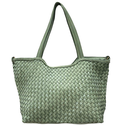 Orlena Woven Washed Calf Leather Shoulder Bag - Made In Italy