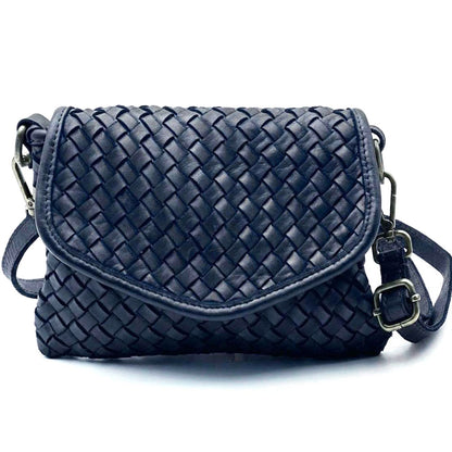 Bellavia Woven Cow Leather Crossbody Bag - Made In Italy