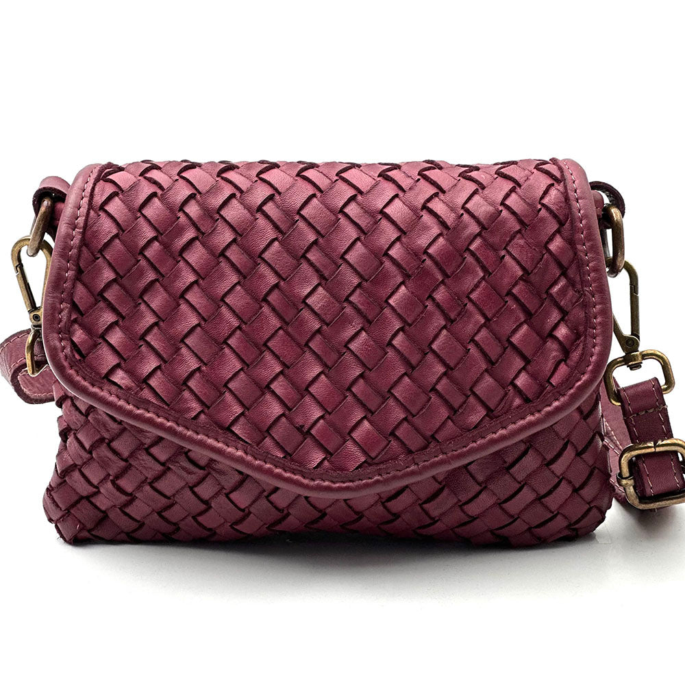 Bellavia Woven Cow Leather Crossbody Bag - Made In Italy