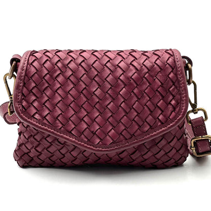 Bellavia Woven Cow Leather Crossbody Bag - Made In Italy