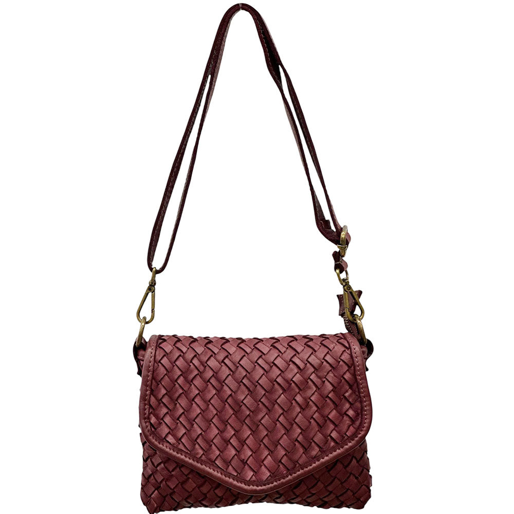 Bellavia Woven Cow Leather Crossbody Bag - Made In Italy