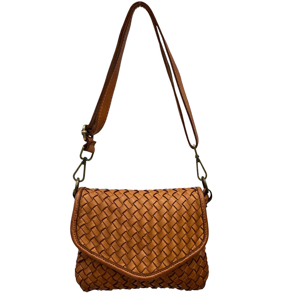 Bellavia Woven Cow Leather Crossbody Bag - Made In Italy