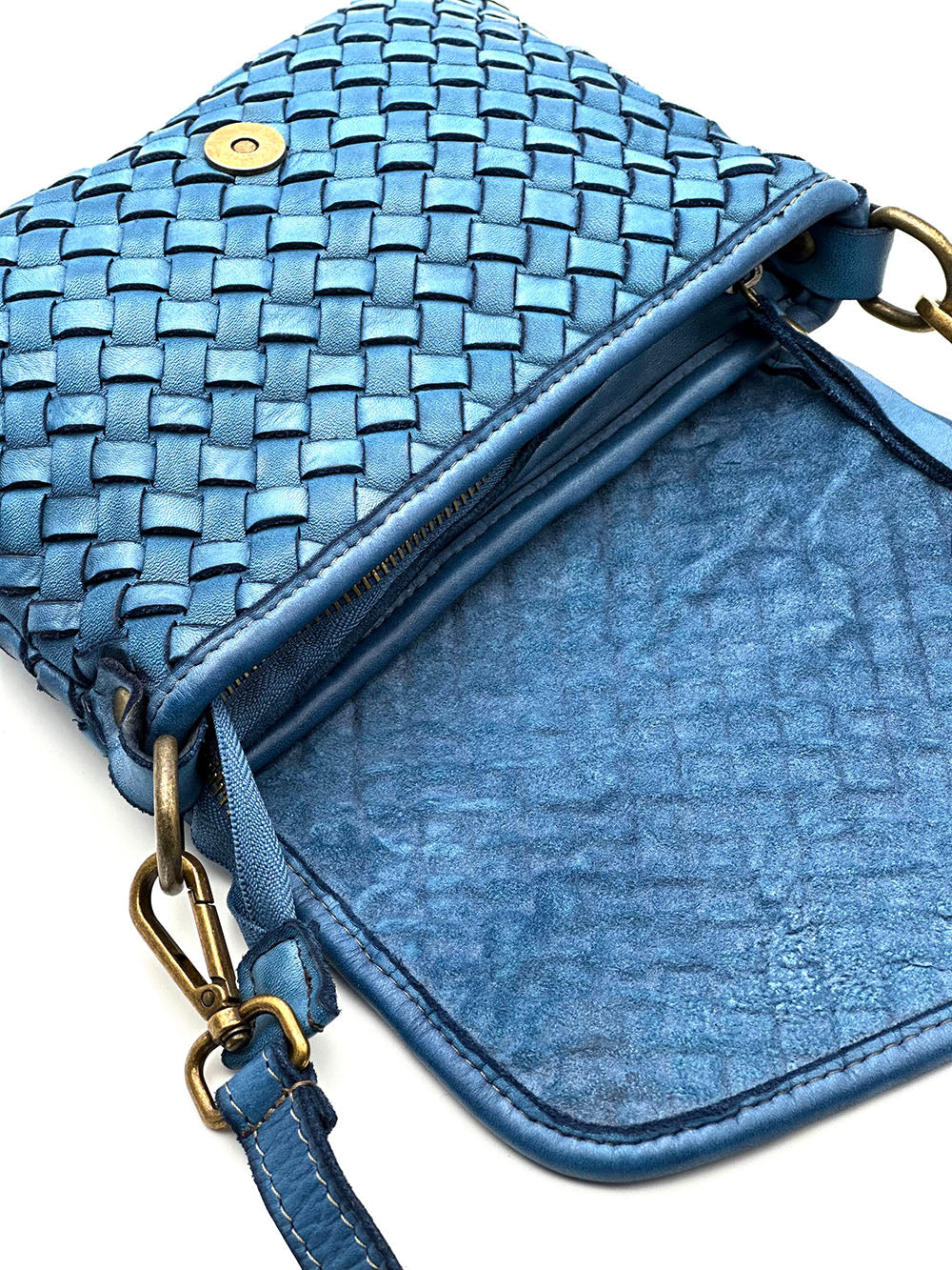 Bellavia Woven Cow Leather Crossbody Bag - Made In Italy