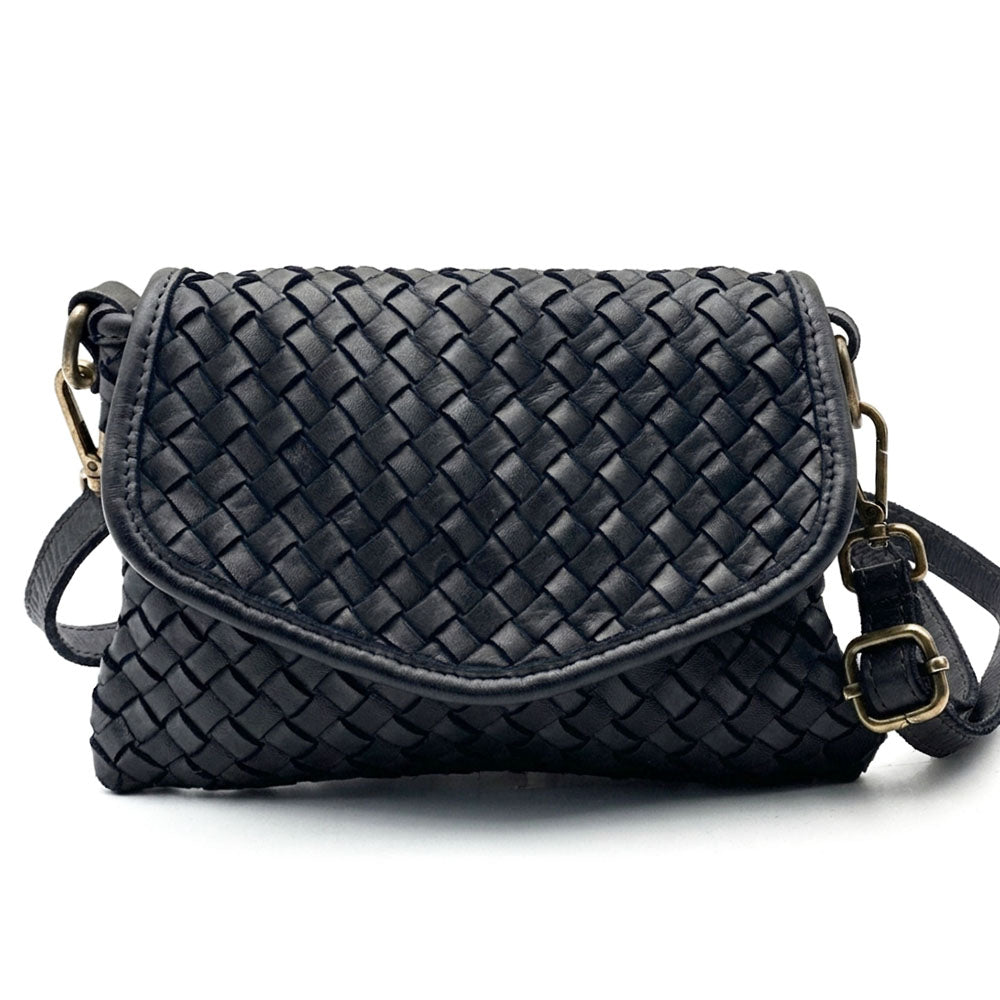 Bellavia Woven Cow Leather Crossbody Bag - Made In Italy