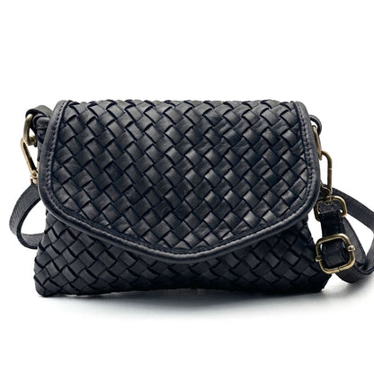 Bellavia Woven Cow Leather Crossbody Bag - Made In Italy