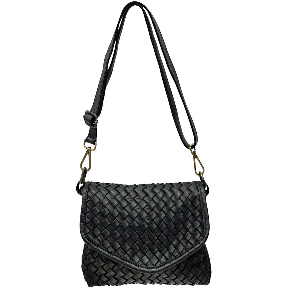 Bellavia Woven Cow Leather Crossbody Bag - Made In Italy