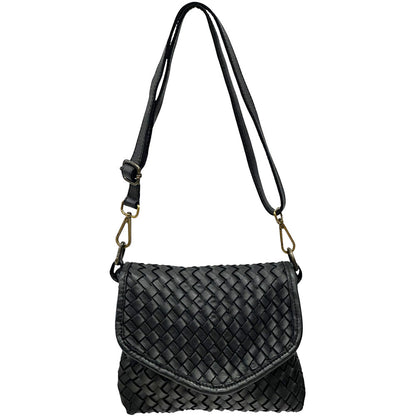 Bellavia Woven Cow Leather Crossbody Bag - Made In Italy