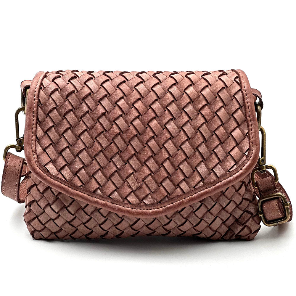 Bellavia Woven Cow Leather Crossbody Bag - Made In Italy